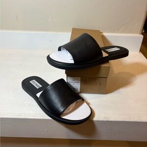 Steve Madden Black Slide Sandals